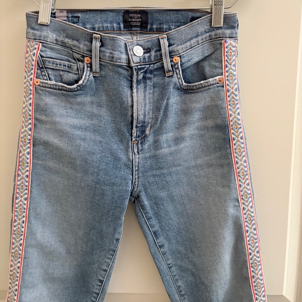 Citizens Of Humanity Embroidered Rocket Crop High Rise Skinny Jeans 25 x 24 / 0